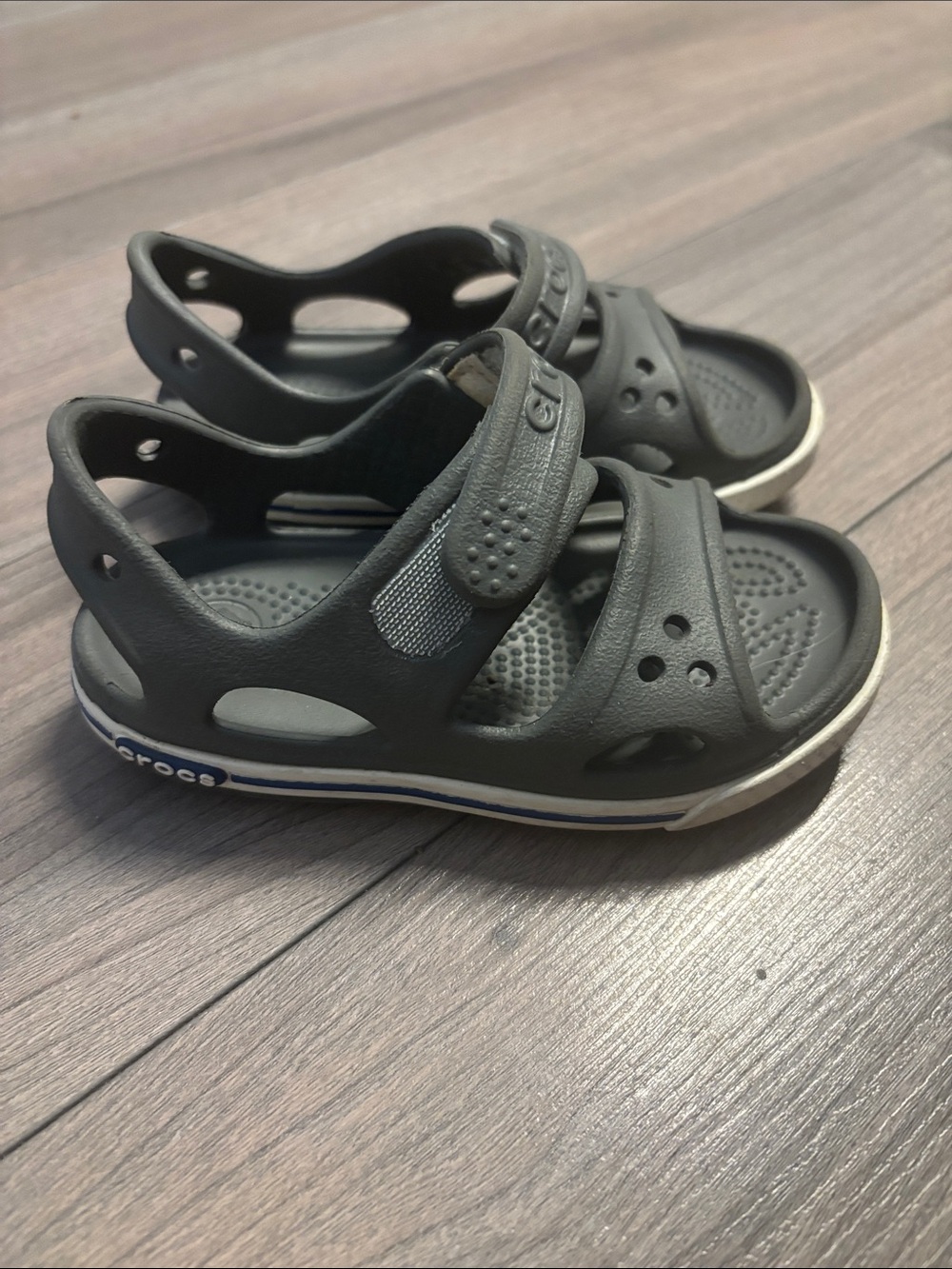 Crocs Kids' Gray Sport Sandals - Comfortable Everyday Wear Toddler Size 7